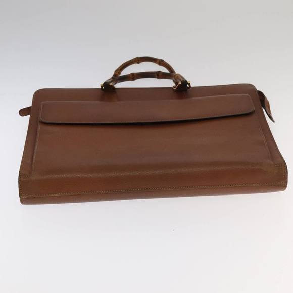 GUCCI Bamboo Business Bag Leather Brown Gold 1529593675 Auth ti2591 - Picture 9 of 16